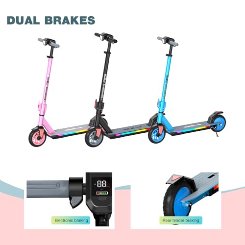 Miniatura 4 de Rcb R12 Pro Patinete Eléctrico Niños Para 6-12 Años, Hasta 18km H Y 15km, 3-Altura Ajustable, 7 Plegable Patinete Eléctrico,Luces De Arco Iris,Pantalla Led, Regalos Para Niños