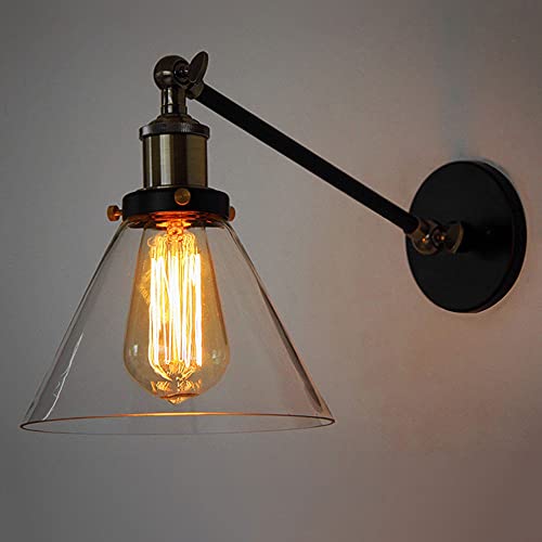 Aplique de Pared Edison E27 en Vidrio Vintage con Soporte de Metal Negro para Loft 2
