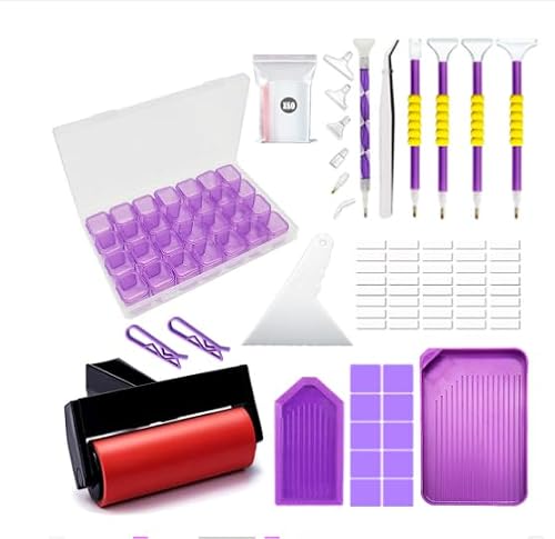 Rousp 84PCS DIY Diamond Painting Tools and Accessories Kit for Adults to Make Diamond Art Crafts Including Storage Box Canvas Clip Pen Roller Tray Wax Sheetss, Etc.