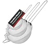 Hamilton Beach Fine Mesh Strainer Stainless Steel Fine Mesh Sieve Set of 3 Strainers for Baking Pasta Rice Flour Vegetable Tea Sifter Food Strainer with Long Handle Perfect Kitchen Tool