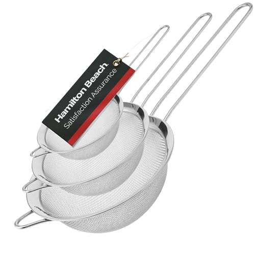 Hamilton-Beach-Fine-Mesh-Strainer-Stainless-Steel-Fine-Mesh-Sieve-Set-of-3-Strainers-for-Baking-Pasta-Rice-Flour-Vegetable-Tea-Sifter-Food-Strainer-with-Long-Handle-Perfect-Kitchen-Tool Hamilton Beach Fine Mesh Strainer Stainless Steel Fine Mesh Sieve Set of 3 Strainers for Baking Pasta Rice Flour Vegetable Tea Sifter Food Strainer with Long Handle Perfect Kitchen Tool