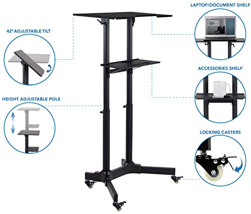 Mount-It! Mobile Standing Height Desk, Portable Podium And Rolling Presentation Lectern, Laptop Stand Up Desk With Caster Wheels (Mi-7971) #TOP3