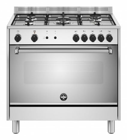 La Germania AMN965GXV - Cuisinière à gaz n° 5 brûleurs, four à gaz, 90 x 60 cm, couvercle non inclus