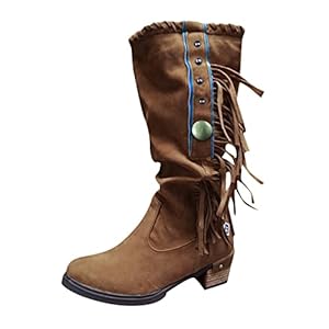 Vrouwen Tiener Meisjes Cowboy Laarzen Laarzen Schoenen Mouw Omzoomd Squ zijn Retro Hakken Dames Casual Vrouwen Laarzen