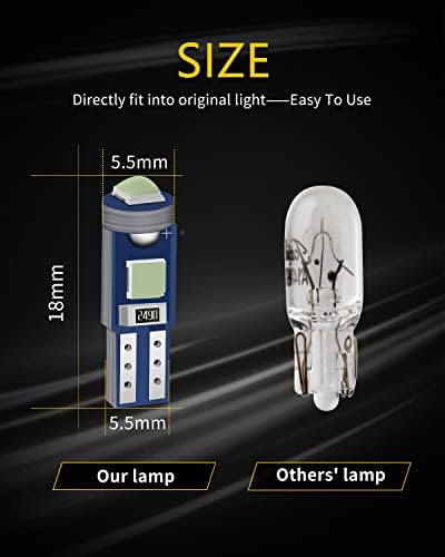 YONGMING T5 74 73 2723 2721 W3W Wedge LED Bulb Extremely Bright For Car Auto Dashboard Instrument Reading Gauge Panel Light Ice Blue