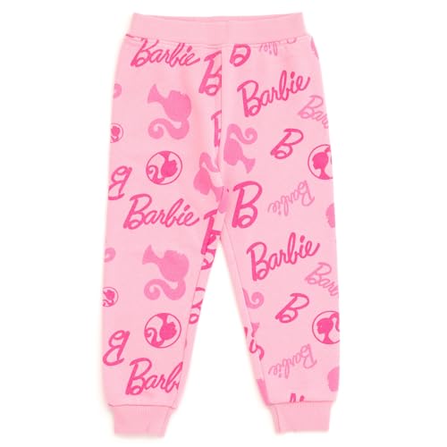 Image of Barbie Girls' 2-Piece Fleece Sweatshirt and Joggers Set Toddler to Big Kid