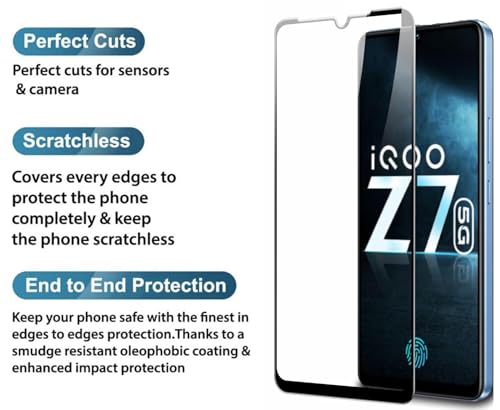 Image of 100FIT Tempered Glass Screen Protector Compatible For iQOO Z7S 5G, Vivo Y100 5G With Edge To Edge Coverage And Easy Installation Kit