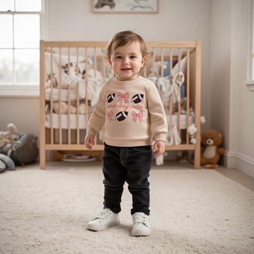 Toddler Baby Boy Girl Football Outfit Sunday Funday Sweatshirt Game Day Cutie Shirt Kids Rugby Fall Pullover Top3