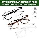 Przene 3 Pack Blue Light Blocking Glasses Women/Men,Retro Round Computer Glasses Anti Eye Strain/UV/Glare, Gaming Glasses. (Black/Crystal/Amber) - Image 5