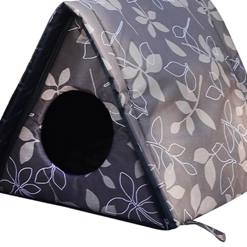 Maison d'extérieur pour chat pliable : abri grotte chiot marron - 3