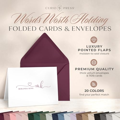 Curio Press Personalized Monogram Stationery Cards Fold Over Card Set Personalized Stationery For Women Custom Cards For Gifts Custom Stationery Personalized Cards With Envelopes thumb #1
