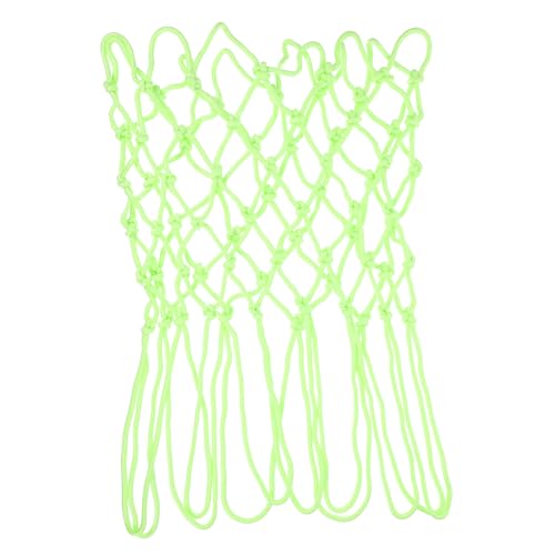 Happyyami Outdoor Glow Dark Basketball Net Heavy Duty Nylon Replacement Net with Solar Powered Fluorescent Feature Fits Standard Hoops for Nighttime Sports Light Green