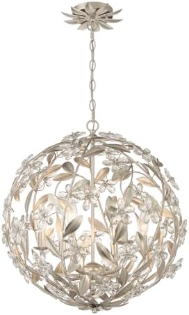 Crystorama Marselle 6 Light Antique Silver Pendant