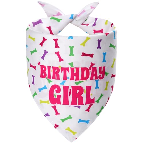 Agroon Birthday Dog Bandana Pink Boy Large 1PCS 2 Pattern Colorful Bone Scarf Durable Triangle ReversibleBibs Handkerchief for Puppy Pet