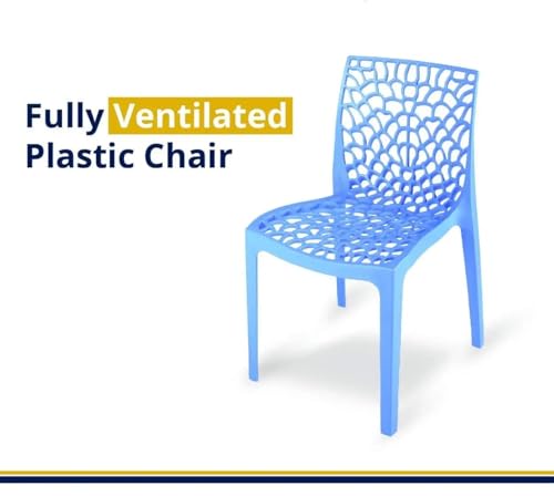 Image of activa Web Designer Plastic Chair for Home, Office and Restaurant and Cafe|Armless Chair for Dining Room| Heavy Duty Outdoor Plastic Chair | Designer Balcony Chair (Blue, Set of 2)