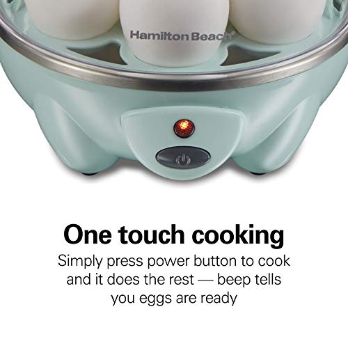 Hamilton Beach 3-in-1 Electric Egg Cooker for Hard Boiled Eggs, Poacher Eggs, Omelet Maker & Vegetable Steamer, Holds 7, Mint (25504) by Hamilton Beach - Image 4