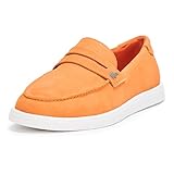 Lacoste Men's Cochet Loafer, Orange/White, 7.5
