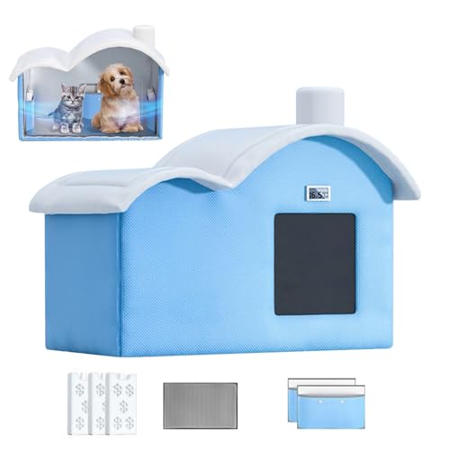 Refugio portátil para animales domésticos: caseta plegable aislada para perros y gatos, tienda de refrigeración ventilada | Característica de diseño transpirable, absorbente para compresas de
