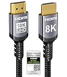 Sniokco 10K 8K 4K HDMI 2.1 Cable 1M, Certified 48Gbps Ultra High Speed HDMI® Cable 0.01ms 4K 240Hz 165Hz 120Hz 8K 60Hz eARC Netflix HDCP 2.3 2.2 DTS:X HDR10+ TV Monitor Projector Sky-Q