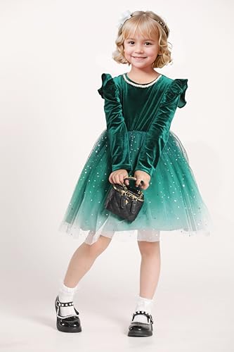 Toddler Baby Girl Christmas Dress for Girls Long Sleeve Girls Velvet Tutu Winter Party Dress4