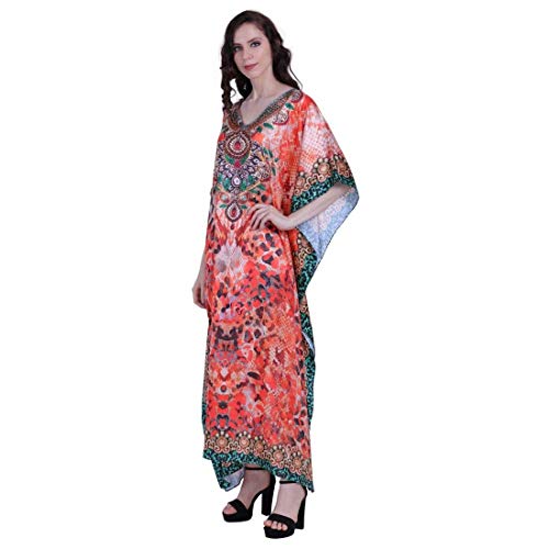 Women's Satin Silk Multi Color Digital Printed Kaftan Kurta (Multi Color,Free Size) (Anshu-15) #TOP2