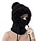 3 in 1 Beanie Hat for Women, 3 in 1 Beanie Hat, Flexible Beanie Hats with Hairball Soft Thick Fleece Lined Face Mask (Black)