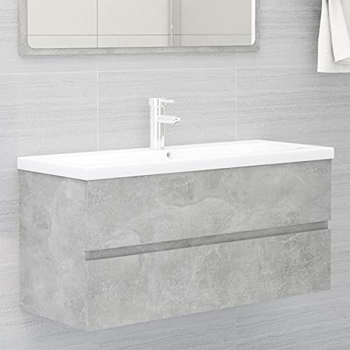 Gecheer Mobile da Bagno,Sospeso,Pensile,a Muro,Moderno,con Rubinetto e Scarico,con Lavabo Lavandino