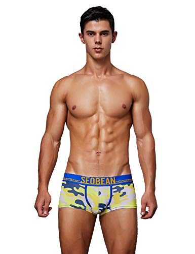 Seobean Mens Low-Rise Camouflage Trunk Boxer Brief Underwear (Large/31-33, 90218 Yellow) #TOP1