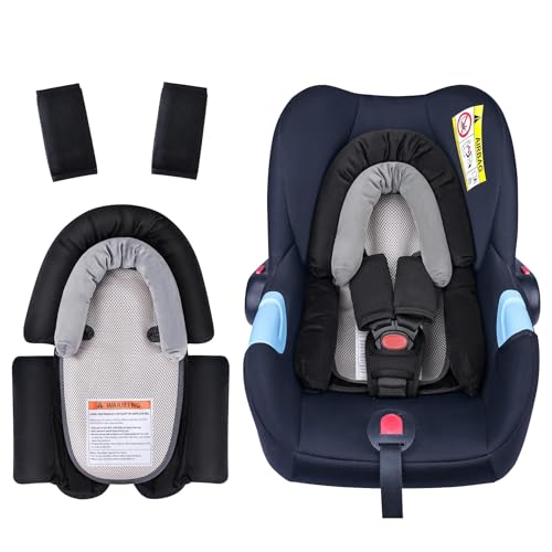 Image of COOLBEBE Upgraded 3-in-1 Baby Body Support & Strap Covers Set for Newborn Infant - Extra Soft Car Seat Insert Cushion Pad, Perfect for Car Seats, Strollers, Swing, Black