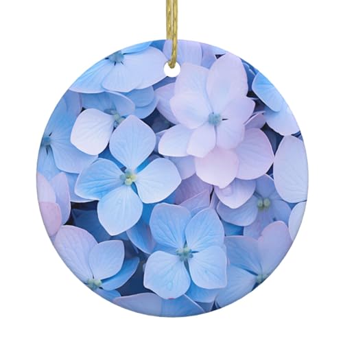 Christmas Ceramic Round Pendants MJHKXLJ Hydrangea Printed are Smooth and Delicate for Holiday Decoration Party Dance and storefront