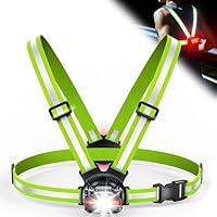 ISEYOU Running Lights for Runners, 500 Lumens Running Chest Light with Adjustable Beam, USB Rechargeable Waterproof Front Lamp, Rear Safety Taillight & Dual-Strap for Jogging, Hiking, Outdoor Sports