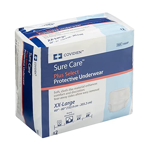 Cardinal Unisex Adult Absorbent Underwear Sure Care Pull On with Tear Away Seams 2X-Large Disposable Heavy Absorbency Bag