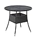 Juskys Polyrattan Gartentisch Yoro wetterfest - Balkontisch Ø 80 cm rund - Rattan Beistelltisch mit Glasplatte - Kleiner Tisch für Balkon - Schwarz