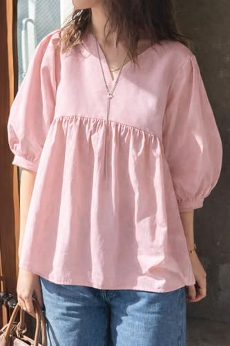 Image of Zilcon Women's Cotton Plain Styles Short Kurti for Women V-Neck Half Sleeve || Kurti for Woman || Short Kurtis for Woman
