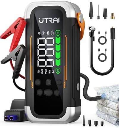Car Battery Jump Starter 6000A with Air Compressor, Blower and Po...