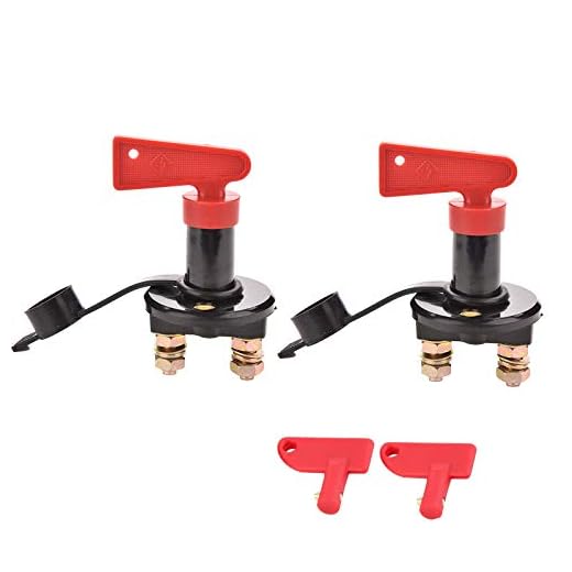 NUZAMAS Set di 2 interruttori di isolamento per batteria 12 V/24 V, 2 chiavi ciascuno, per auto, camion, barca, camper o caravan