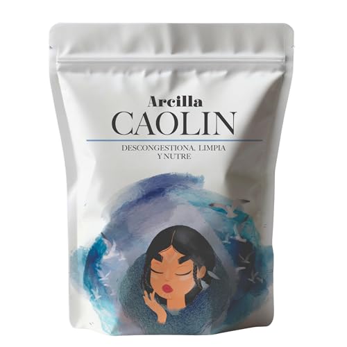 Caolín - Mascarilla Facial de Arcilla Blanca Cosmética 100% Natural & Ecológica - 1KG - Más de 50 Usos - Cosmética Natural - Desintoxica la Piel y Exfolia con Suavidad - Kaolín Puro y Multiusos