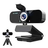 1080P Webcam for Computer/Laptop/Desktop/PC, External Camera with Microphone, USB Plug&Play, Auto Low Light Correction, Privacy Cover, Tripod, Wide Angle for Meeting/Online Video/Zoom