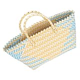 JEWEDECO Cesta Tejida Grande de Plástico Azul y Amarillo, Bolso de Mano para Mujer, Cesta de Almacenamiento Portátil para Escritorio y Compras, Contenedor Multiusos para Hogar y Oficina
