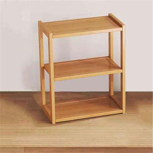 Estantería pequeña de escritorio mueble de bambú de 3 niveles para hogar 5