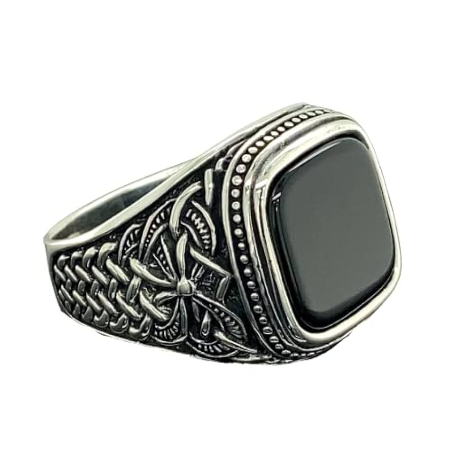 Amazon.com: Men Black Onyx Signet Ring, Wedding Ring For Men