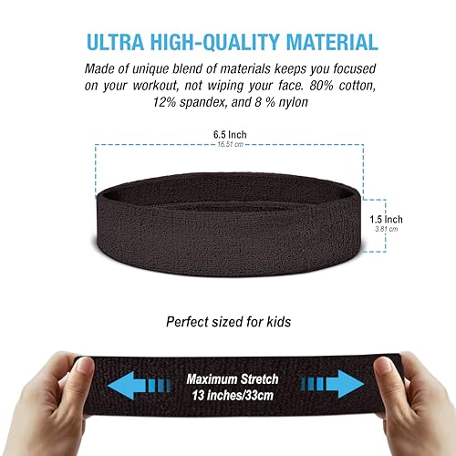 Image of Suddora Sweatbands for Kids, Moisture Wicking 2 Wristbands and 1 Headband Set, Soft and Skin-Friendly Fabric, Moisture-Wicking Athletic Sweat Bands for Basketball, Baseball, Soccer