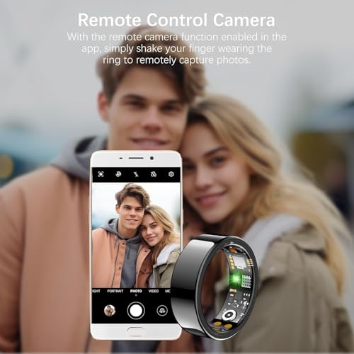 Image of Health Tracker Ring, Smart Health Ring for Women Men with Heart Rate, Blood Oxygen,Sleep Monitor, Steps,Calories, No SubscriptionFee,lP68 Waterproof Smart Ring for iPhone &Android (Black. 6#)