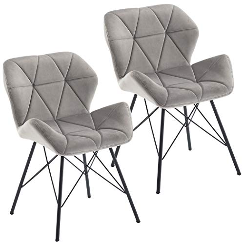 Duhome Juego de 2 Silla de Comedor Gris Tela Terciopelo diseño Retro Silla Vintage Estilo escandinavo Sillas de...