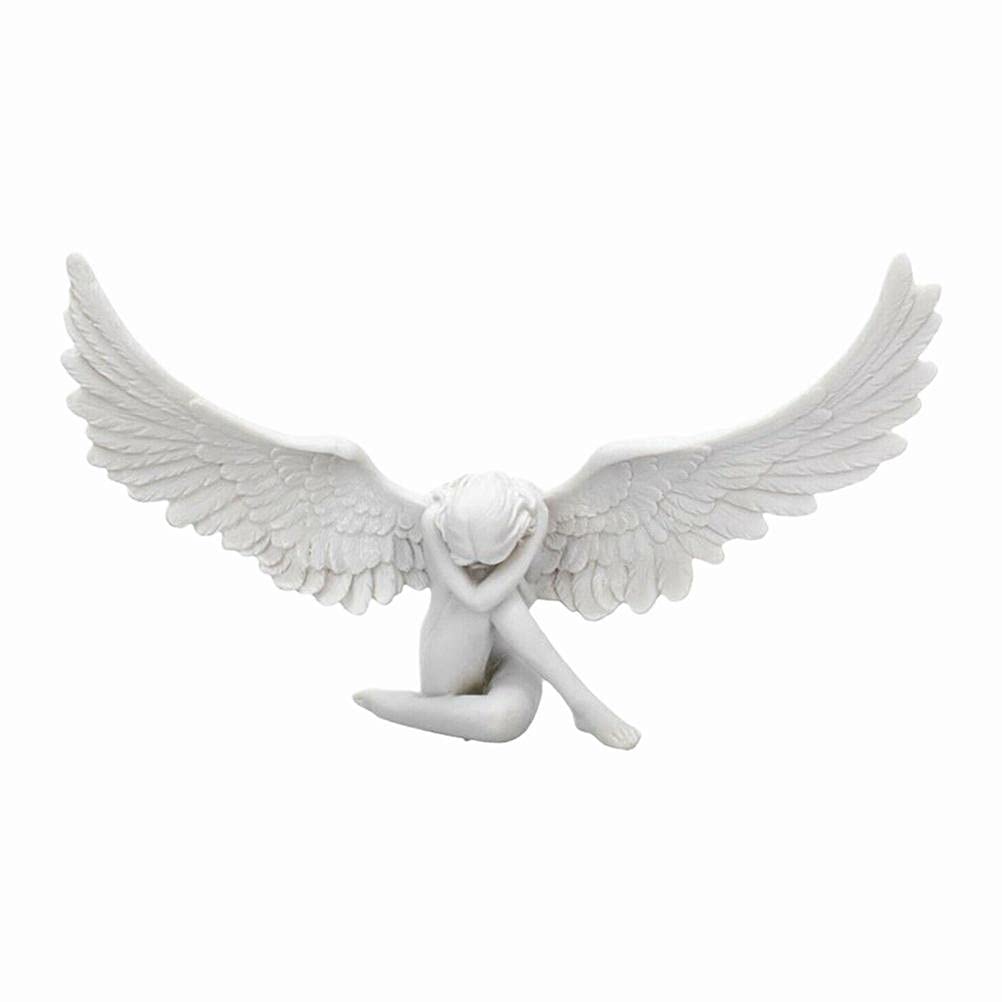 Figura de querubines de resina de ángeles blancos, escultura de ángel, decoración de estatua conmemorativa, escultura de ala de ángel, decoración de centro de mesa para manualidades, regalos