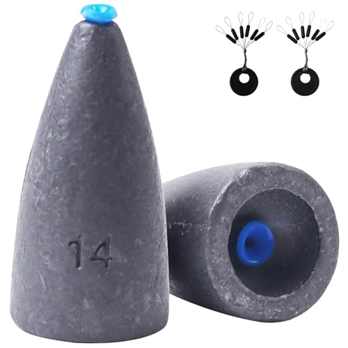 CWSDXM Worm Fishing Weights Bullet Sinkers, 1/8 oz, 50 PCs