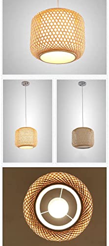 Lámpara de techo E27 de bambú beige estilo japonés retro para comedor 4