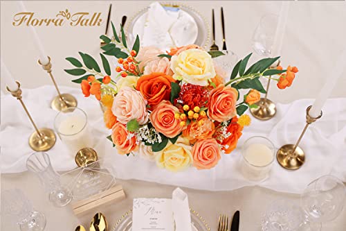 Florra Talk Artificial Orange Flowers Combo Burnt Orange Fake Flowers Orange Roses Box Set For Diy Wedding Bouquet Fall Centerpieces Arrangements Gift Party Bridal Baby Shower Home Decor(Burnt Orange) #TOP5