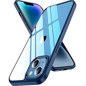 Amozo Designed for iPhone 14 Cover | Ultra Hybrid Camera Protection Back Cover Case for iPhone 14 (Polycarbonate|Transparent Back) (Blue)