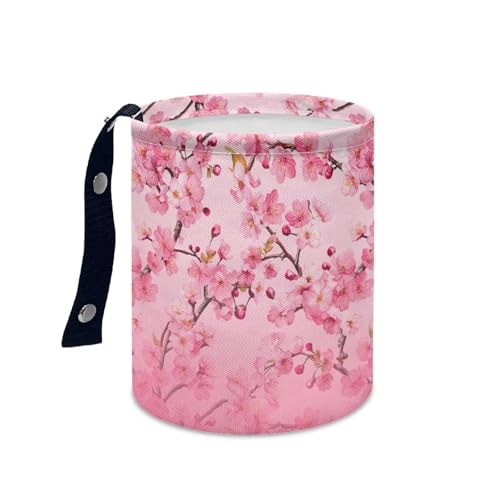 Image of Pink Flower Vehicle Trash Can Trash Bag for Cars Waste Basket Collapsible Reusable Leak Proof Car Organizer Road Trip Must Haves for Kids